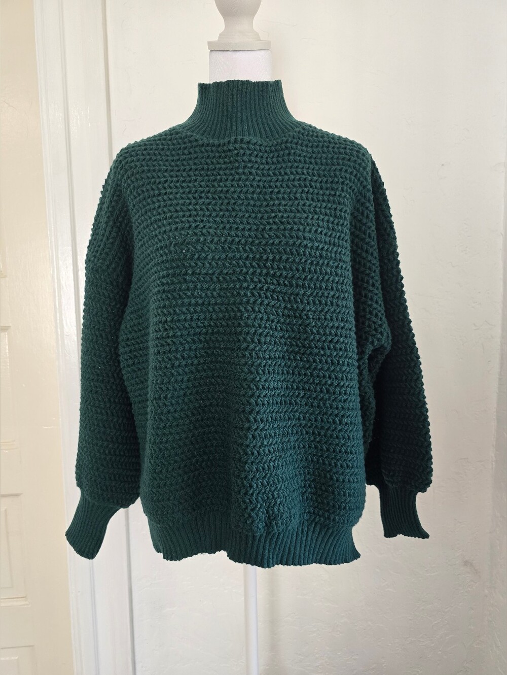 Chunky Mock Neck Sweater - Dark Green